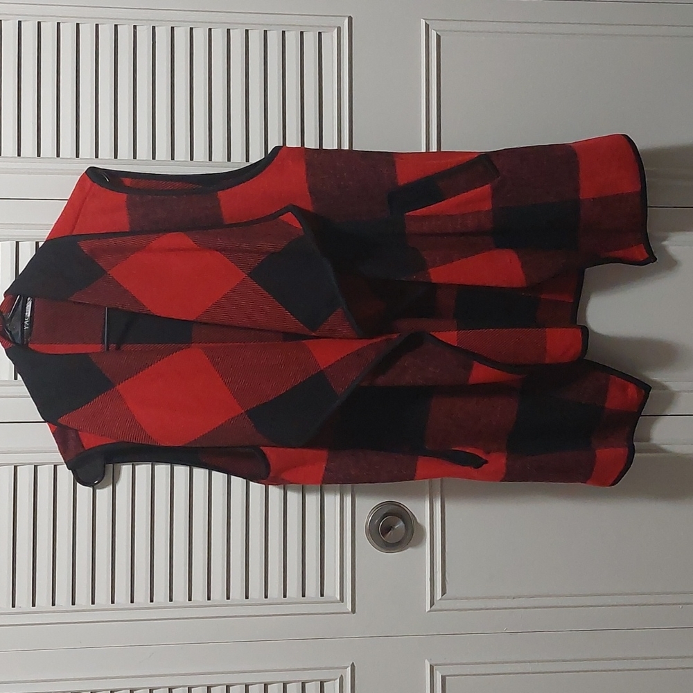 Yacun Plaid Vest - Red & Black - Size XL